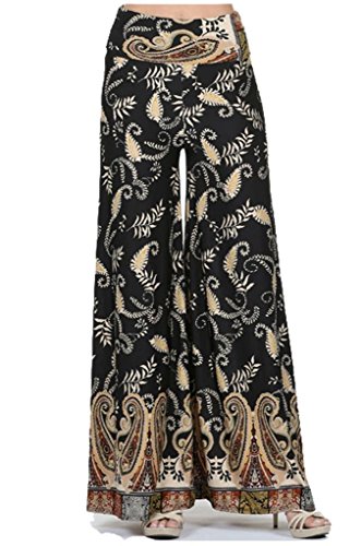 SugarRock Women Paisley Palazzo Pants Fold-Over Waist Wide Leg & Laundry Washing Bag
