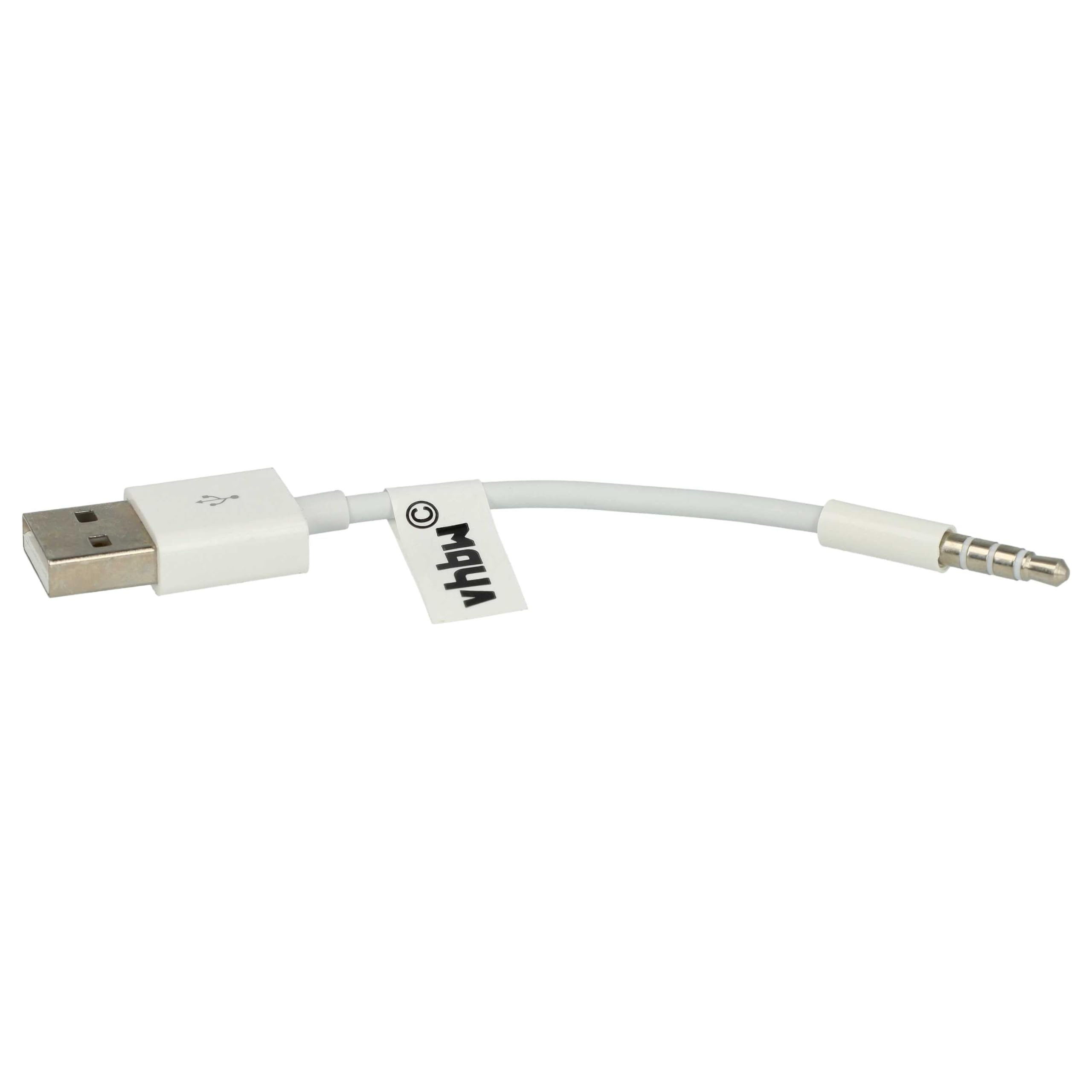 vhbw Kabel USB do ładowania danych kompatybilny z Apple IPod Shuffle 3G, odtwarzacz MP3 2G, biały, 10 cm