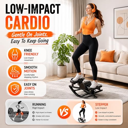Image of Lhanel Rock Stepper for Home Workout, Low-Impact Side Stepper with Resistance Bands, Side-to-Side Mini Stepper for Cardio, Weight Loss & Full Body Exercise