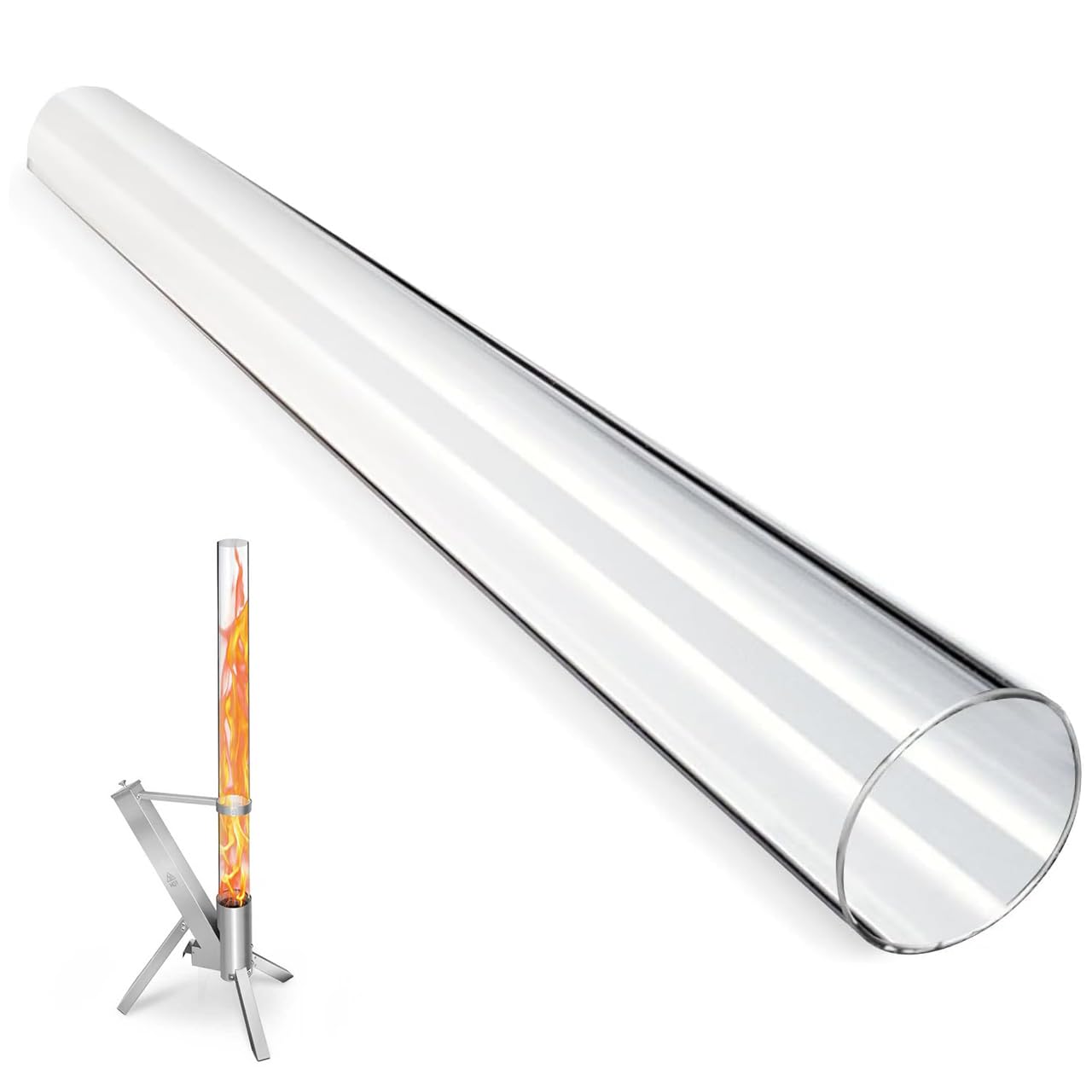 CTSC Patio Heater Glass Tube, 100cm x 8cm Glass Tube for Patio Heater Wood Pellet Heater