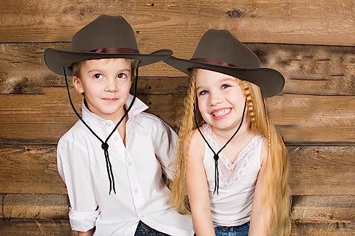 Image of The Dreidel Company Cowboy Felt Western Hat, 22 inch Circumference Dress Up Costume Clothes for Kids, Pretend Play, Party Favors