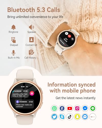 Smart Watches for Women(Answer/Make Calls), 1.27'' AMOLED Screen Activity Trackers with Heart Rate/Sleep/SpO2 Monitor, Smartwatch for iPhone/Samsung/Android, 120+ Sport Modes IP68 Fitness Watch 3Bands