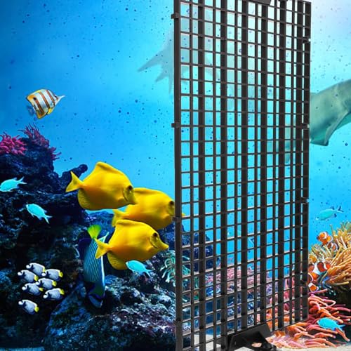 Image of VAYINATO Black Plastic Divider Panel Separator Grid Isolation Board and Aquarium Fish Tank Glass Clossing Top Lid Cover Support Clip Clamp (3 Egg Crate / 6 Acrylic Clear Clips Holder, 6mm)