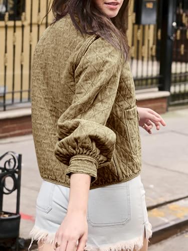 Image of Tankaneo Womens Quilted Denim Puffer Jackets Tie Front Bow Cropped Puffy Jackets Fall Cute Short Jeans Coat