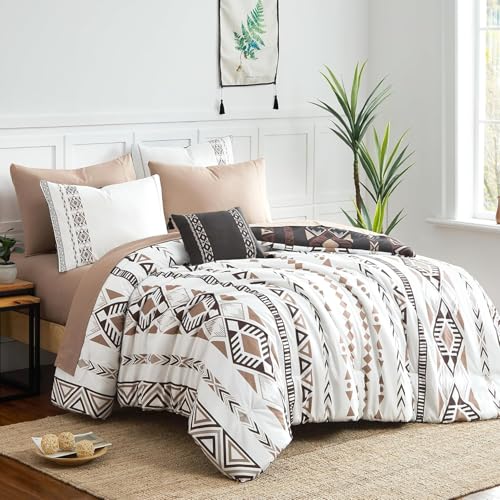 Geniospin Queen Comforter Set - 7 Pieces Reversible Bedding Set, Western Bed in A Bag, Lightweight...