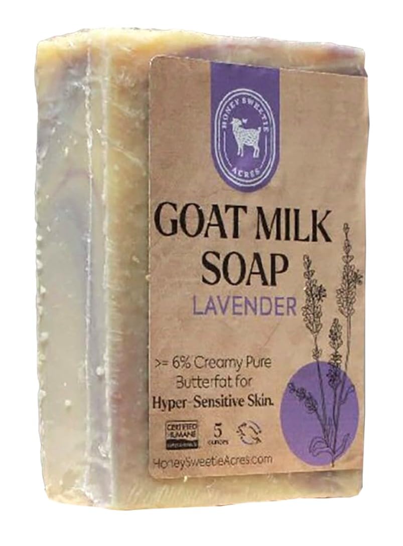 Honey Sweetie Acres Lavender Goat Milk Soap - Handmade 5 oz Bar, Made with Natural Ingredients, Moisturizing & Gentle, Made in the USA