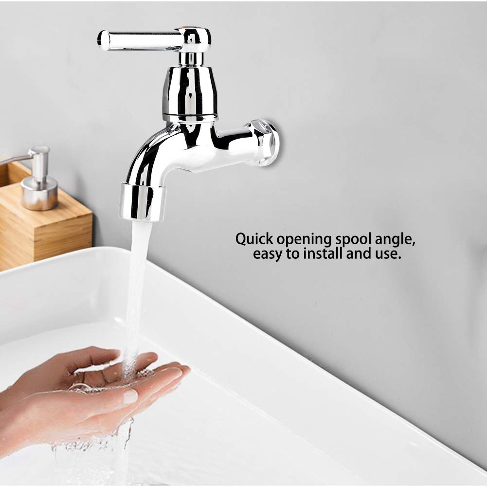 Washing Machine Faucet Sink Wall Mounted Single Handle Water Tap for Laundry Room Bathroom Utility Room Standard Hose — view 9