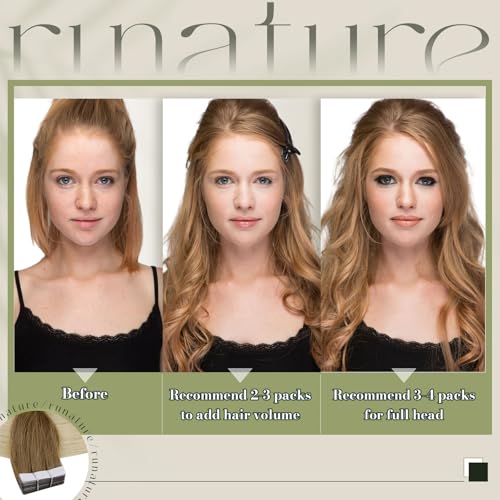 RUNATURE 24 Inch Blonde Tape Hair Extensions Real Human Hair Tape in Hair Extensions Human Hair Invisible Tapes Remy Straight White Blonde Hair 20pcs 50g #800 - Image 2