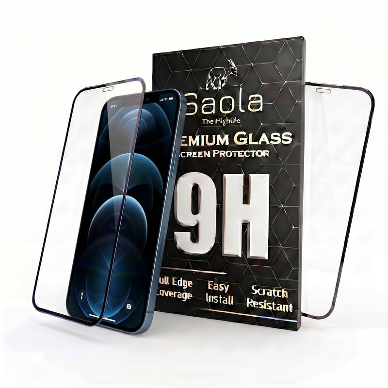 Image of Saola HD+ Oleophobic Tempered Glass For Apple Iphone 12 pro max (PACK OF 1) with Hassle-less Installation Kit. Full screen Coverage. 6.7 inch