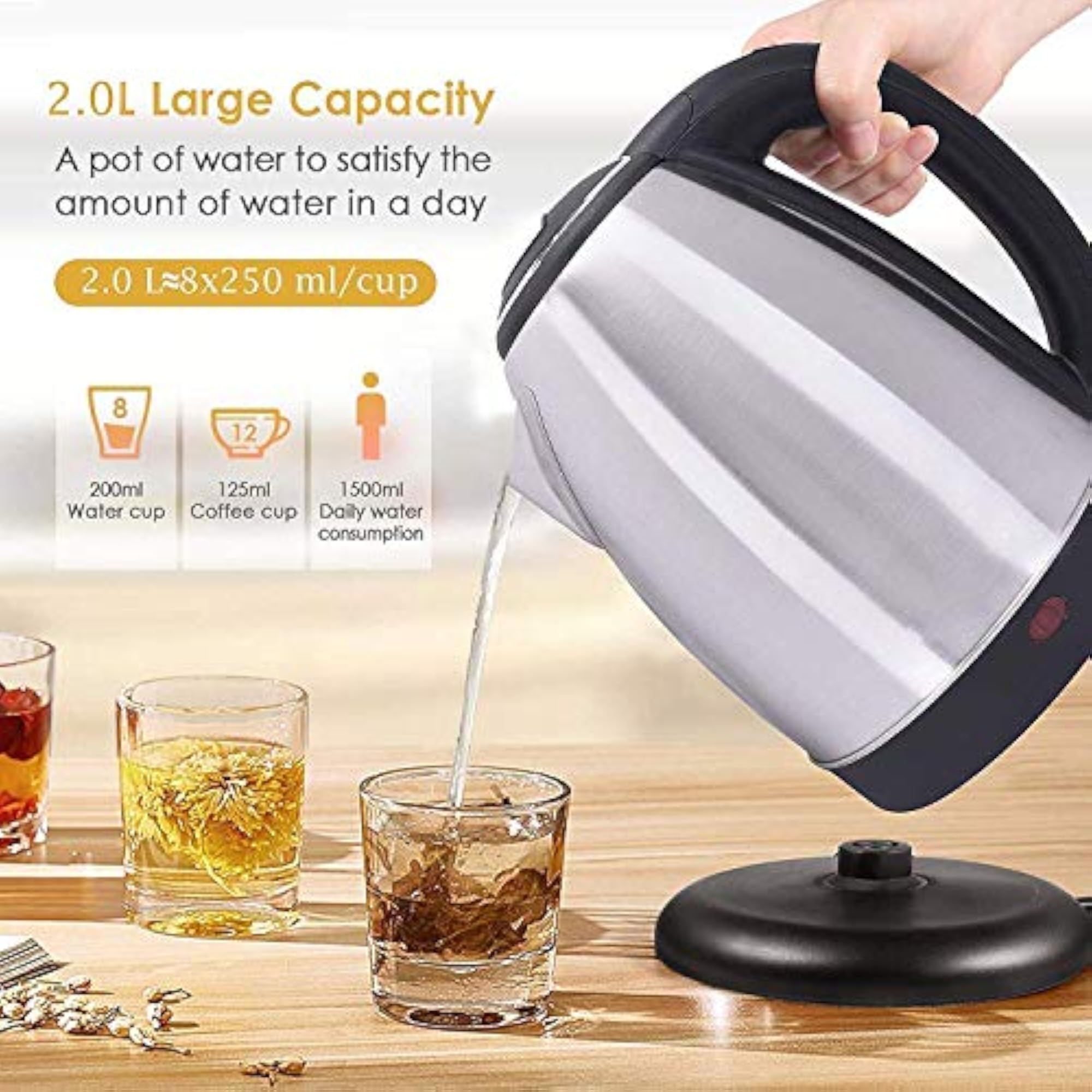 Scarlet Electric Kettle 2 Litre Design for Hot Water and Beverages