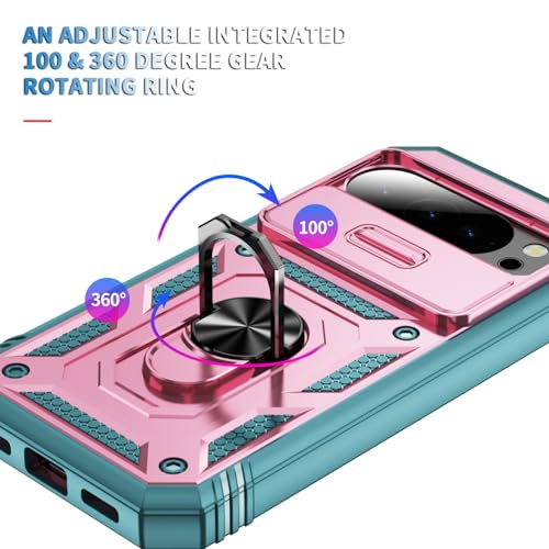 Coque pour Pixel 10 Pro XL PASNEW rigide antichoc bicolore avec support bague