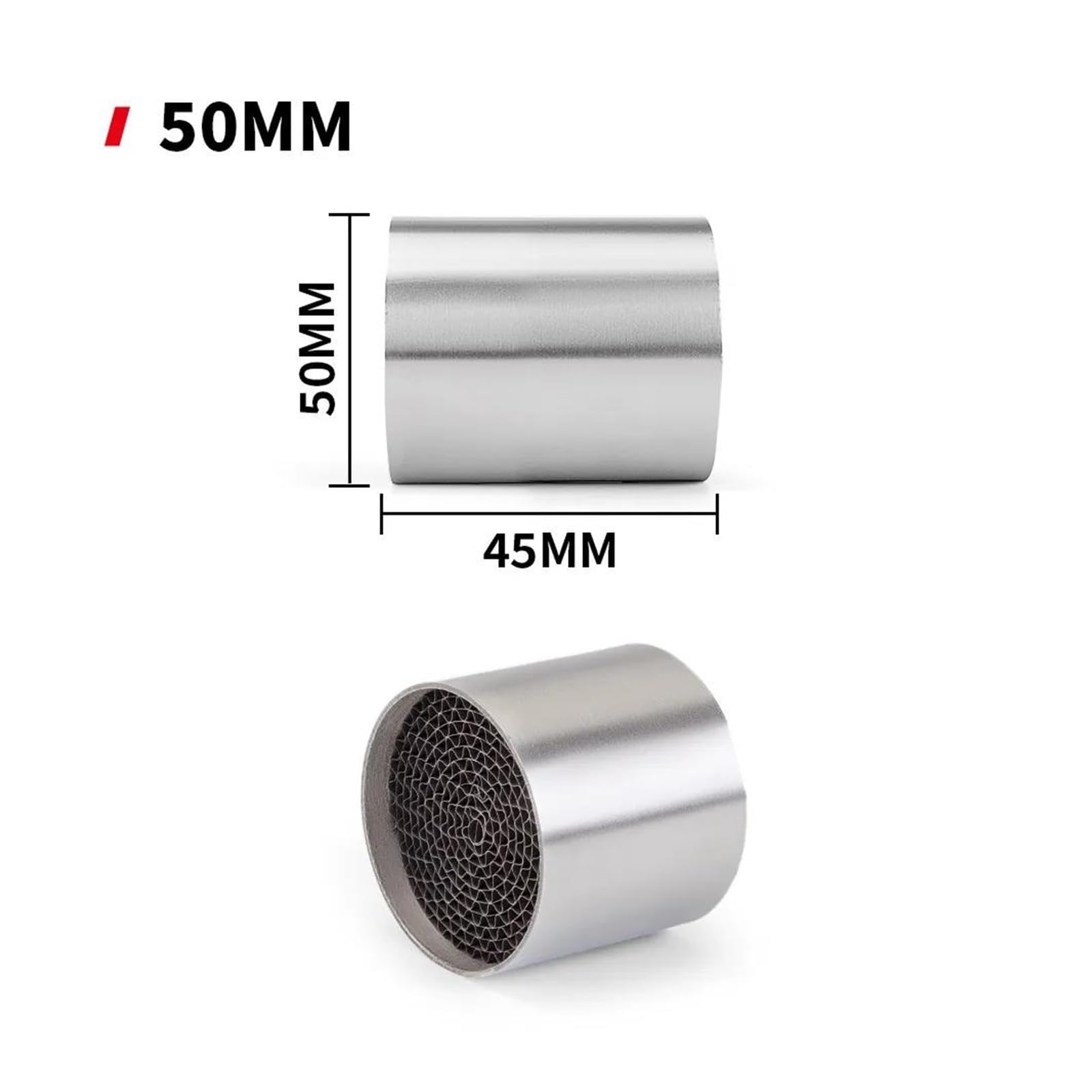 Silenziatore Marmitta 45mm 48mm 50mm 53mm Catalizzatore di Scarico Universale per Moto Db Killer Riduce Il Rumore Coppia Elevata A Bassa velocità Purificazione del Gas Scarico Silenziatore (Misurare