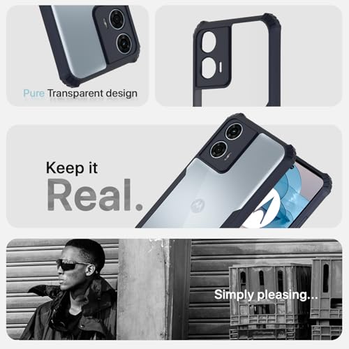 Image of Pikkme Moto G24 Power Back Cover | Crystal Clear Transparent Back | Ultra Hyrbid | Full Camera Protection | Raised Edge | Bumper Back Case (Blue)