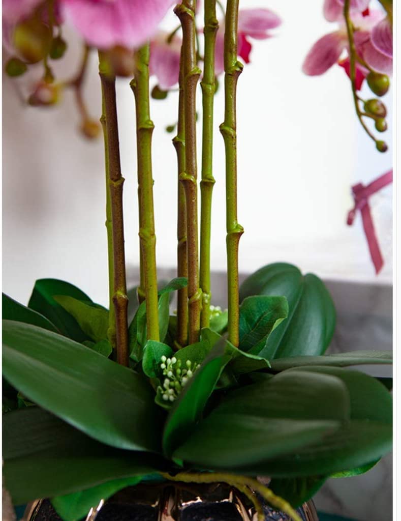 Orchidée Artificielle avec Pot, orchidées phalaenopsis artificielles avec Arrangement en Vase, Ensemble d'orchidées Papillon bonsaï pour décoration de Salon et de Maison