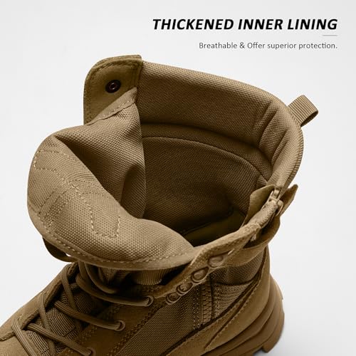 Image of Coostar Tactical Boots for Men Lightweight Military Combat Work Boot Side Zipper Motorcycle Hiking Boots 8 Inches
