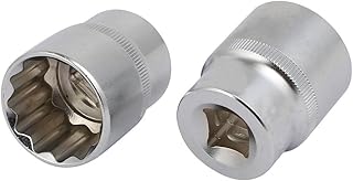 Aexit 1/2-inch Square Hand Operated Tools Drive 27mm 12-Point Shallow Impact Socket Silver Tone 2pcs Model:22as480qo594