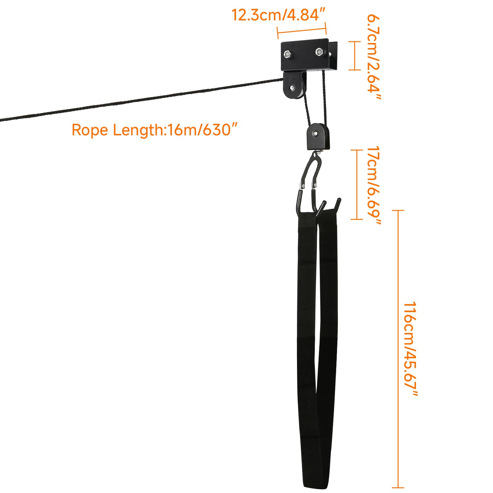 Hoteche Suspension pour kayak | Accessoires de kayak avec corde de 16 m | Support de plafond pour canoës et vélos | Charge maximale 57 kg