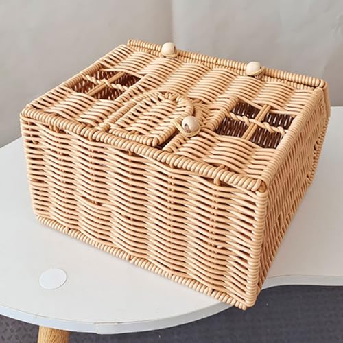Ksikdeg Weidenkoffer Dekorative Haus Rattan Korb mit Griff Lebensmittel Aufbewahrungsbox für Picknick und Familie