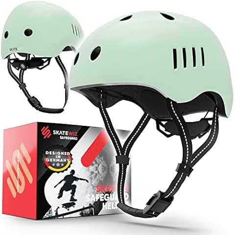 SKATEWIZ Fahrradhelm | Helm Fahrrad Leichter Skaterhelm, Mountainbike & BMX Helm Größe L in Grün Fahrradhelm Herren Fahrradhelm Damen Fahrradhelm matt Cover