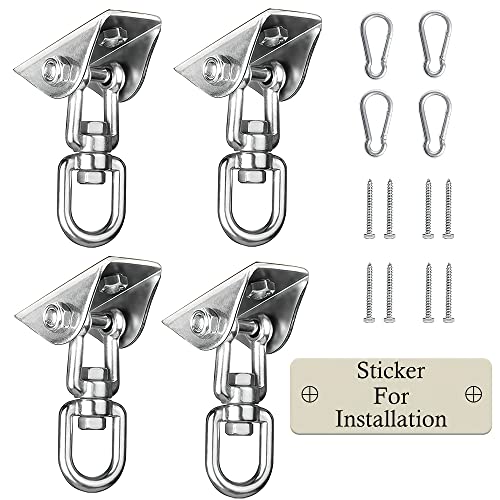 Image of Heavy Duty Swing Hangers for Wooden Sets 2000 LB Capacity Hammock Hanger 360 Swivel Stainless Steel Swing Hardware Accessories 2 Packs for Porch Playground Yoga Heavy Bag