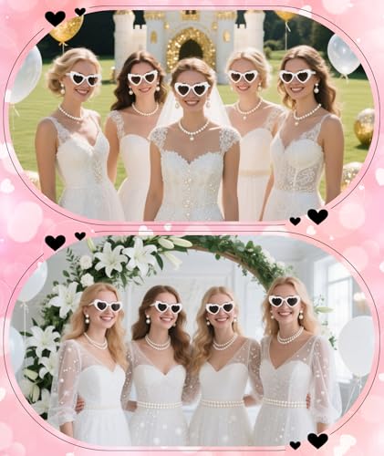 PLULON Heart Sunglasses for Women Bride White Heart Shaped Funny Classic Vintage Rhinestone Love Glasses Bachelorette Party4