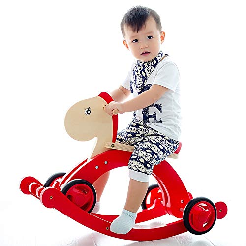 ZhaoXH-Schaukelpferd 2-in-1-Kinderschaukelpferd Massivholz-Kleinkind Rocking Spielzeug-Baby-Rocker Baby Seat…