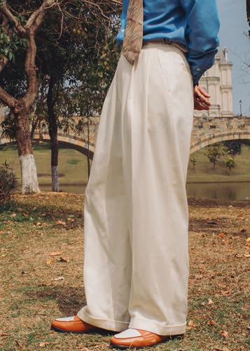 Men's Casual Lux Cotton Twill Pants Wide Leg Summer Pants for Men Lightweight Casual Vintage2