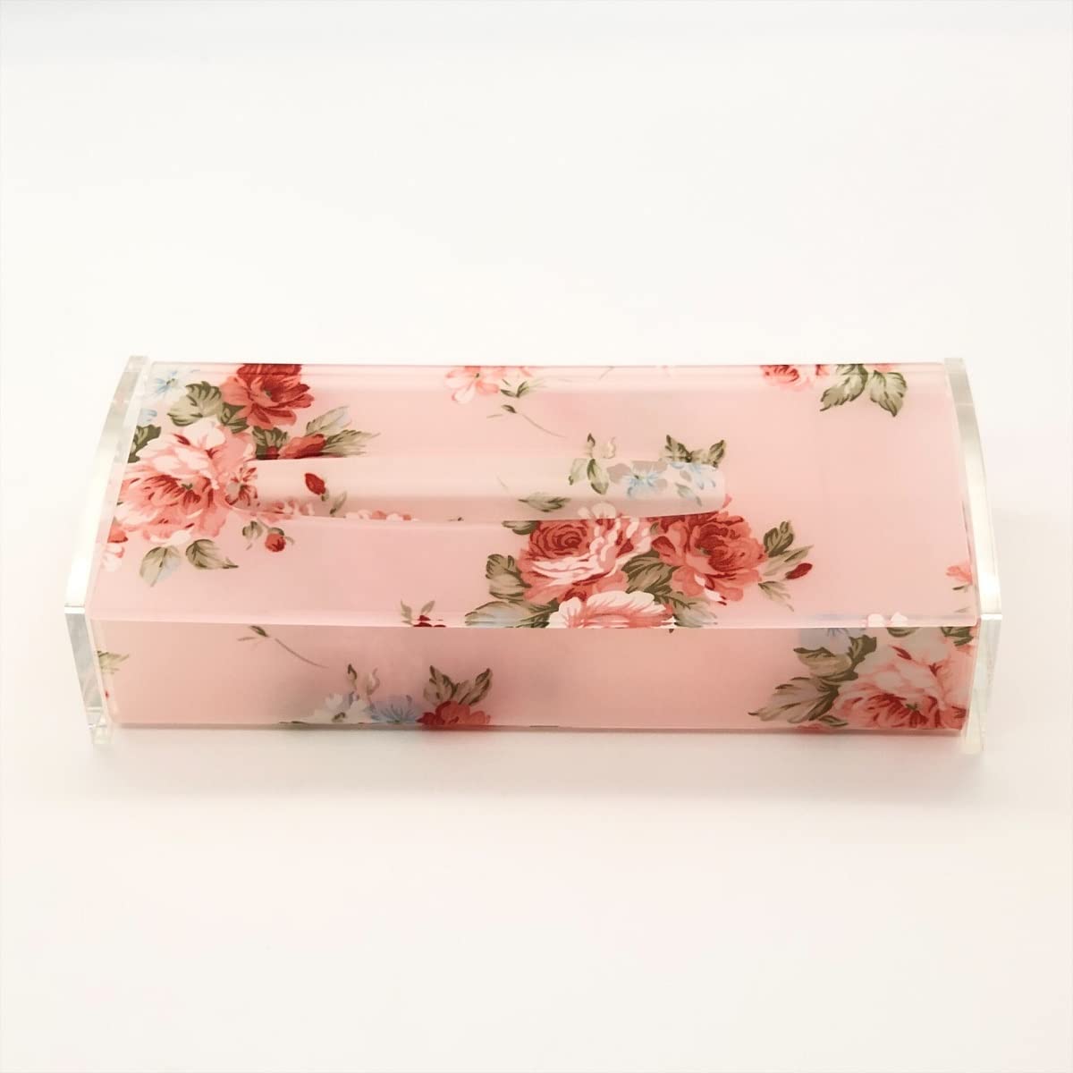 Amazon｜紅ローズ ティッシュケース 光沢 アクリル バラ 薔薇柄 綿棒