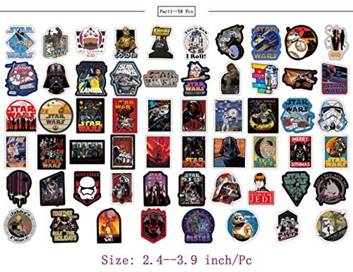 image for FUNWING 108 Pcs Star Wars Stickers, The Star Wars Waterproof Vinyl Sti