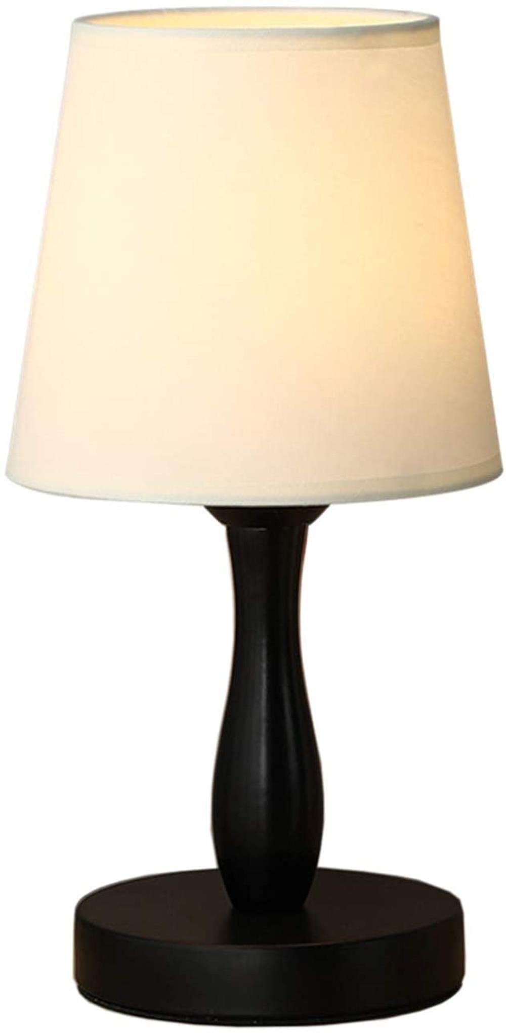 High performance Retro Wood Bedside Table Lamp, Small Wooden Table Lamp with Fabric Lampshade, Classic Rustic E27 Wooden Desk Lamp for Bedroom