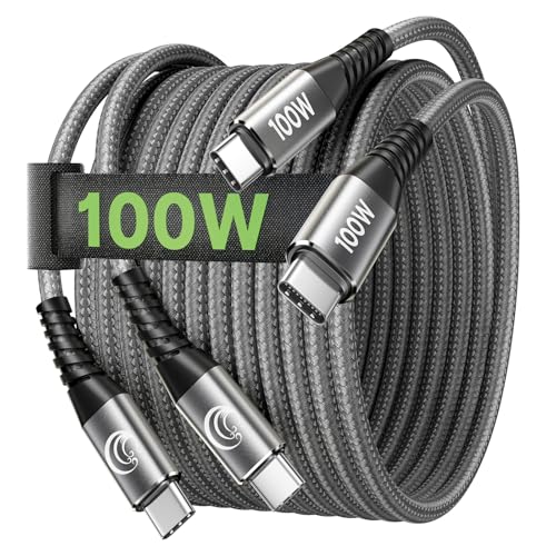 Cable USB C a USB C de 100 W, [2M+2M] Cable USB C 20 V 5 A Cable de carga rápida USB-C Cable de carga USB Tipo C para iPhone 15 Pro Max Plus, Samsung Galaxy S24 S23 S22, iPad, MacBook, Tab, Xiaomi,