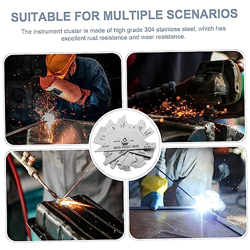 Juego de calibrador de soldadura de filete en acero inoxidable, métrico e imperial, para medición precisa de espesores en soldadura y fabricación miniatura 2
