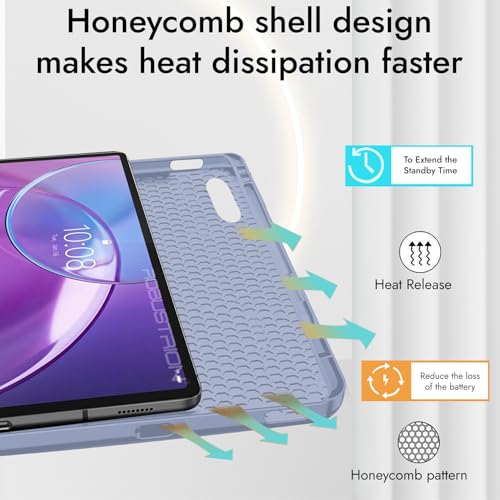 Image of Robustrion Case for Lenovo Idea Tab Pro 2nd Gen 13 inch Cover Case with [Pencil Holder] [Soft Flexible Case] for Lenovo Idea Tab Pro Gen 2 Cover Case 13 inch [Auto Sleep Wake Support] - Lavender
