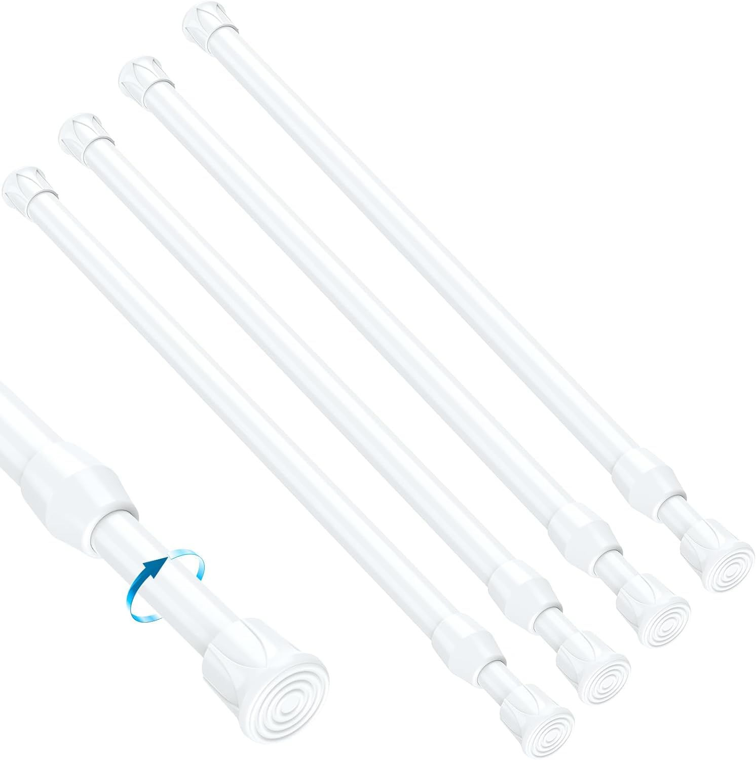 4PCS Small Tension Curtain Rod 16 to 28 Inch,White Short Curtain Rods No Drilling,Loaded Expandable Spring Curtain Rods for Windows,Kitchen,Closet,Cupboard,Door,Bookshelf