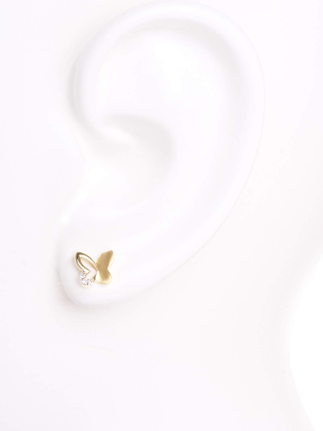My Gold Dziewczęce kolczyki dziecięce złoto 750 motyl prawdziwe żółte złoto (18 karatów) cyrkonia kolczyki sztyfty 6 mm x 7 mm Sweet Butterfly O-06655-G503-CZC-whi, ma?y, Żółte złoto, Cyrkonia