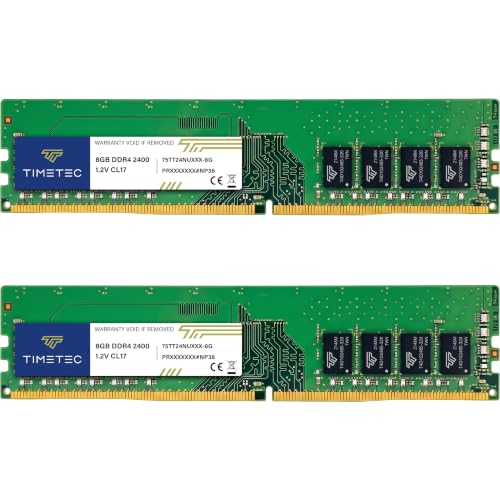 Timetec Premium 16GB KIT (2x8GB) DDR4 2400MHz (PC4-2400T) PC4-19200 UDIMM Desktop RAM – 288-Pin 1.2V CL17 Non-ECC Unbuffered DIMM Memory Module Upgrade