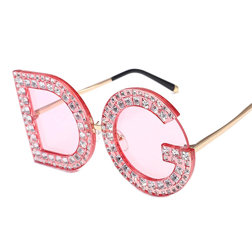 WQZYY&ASDCD Sonnenbrille Herren Damen Trend Letter Sonnenbrillen Weiblich Übergroße Sonnenbrillen Frauen Rahmen Brillen Flash Shades