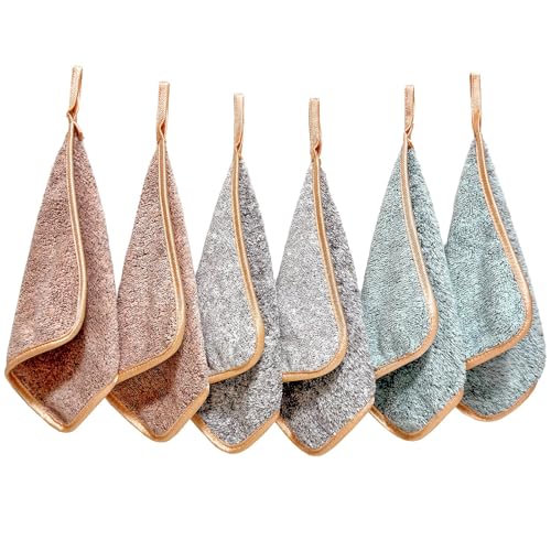 PHOGARY Mikrofaser Abschminktücher Waschbar für Schonende Gesichtsreinigung, 6 Stück Waschlappen Microfaser Gesichtstücher Mikrofaser Handtuch Gesicht Makeup Entferner Tuch (20x20 cm, Kohlefaser)