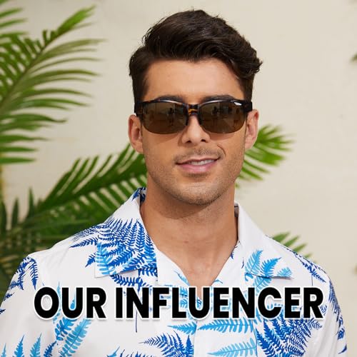 DUCO Fit Over Glasses Unisex Wraparound Glasses Fashion Rimless Wear Over Glasses Polarized Sunglasses for Men and Women 89602