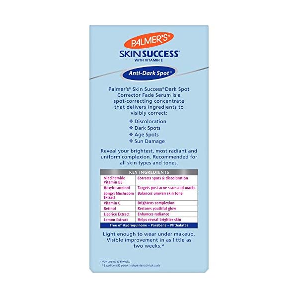 Palmers-Skin-Success-Dark-Spot-Corrector-Fade-Serum-1-Ounce Palmer's Skin Success Dark Spot Corrector Fade Serum with Vitamin E and Niacinamide, Helps Reduce Dark Spots and Discoloration, Facial Serum for Uneven Skintone, 1 Ounce