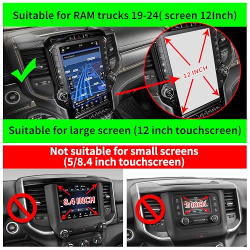 Yegza Car Phone Holder For 2019-2025 Dodge Ram 1500 2500 3500 12-Inch Touchscreen Truck Pickup Auto Accessories Navigation Bracket Interior Decoration Dashboard Cell Mobile Phone Mount Case Accessory thumb #6