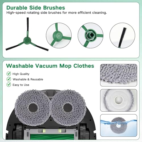 Image of Replacement Parts for Roomba 505X, Plus 405 /505 /507 Combo Robot Vacuum | 25 Pcs, 2 Roller Brushes, 4 Filters, 6 Mop Pads, 6 Side Brushes, 6 Vacuum Bags & 1 Cleaning Brush - Accessories Kit