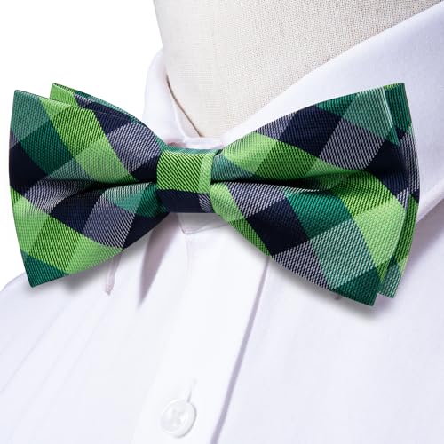 Image of Dubulle Mens Paisley Striped Bowtie Set Pre-tied Bowtie for Men and Pocket Square Set Wedding Business
