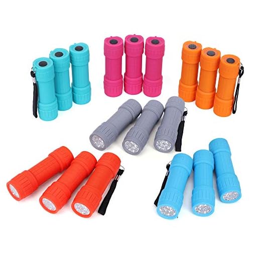 18-Pack, 9-LED Mini Flashlight Set, 54-Pieces AAA Batteries are Included and Pre-Installed, Perfect for Class Teaching, Camping, Wedding Favor
