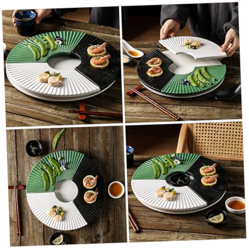 Plato cerámico japonés para sushi con forma de abanico miniatura 4
