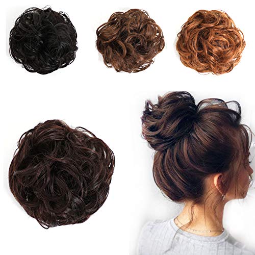 Rosa Star Synthetic Hair Bun Extensions Messy Hair Pieces for Women Chignon Hairpiece (33# Dark Auburn)