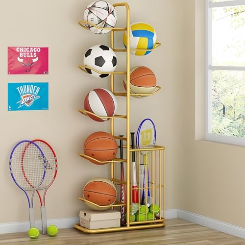 Ziqiangbuxi ボールスタンド ボール収納 玄関 ボールラック タワー スタンド 台 バスケット収納棚 野球 サッカー バスケ バレー ボール 球 ホワイト おもちゃ 子供 部活 クラブ 部屋 整理 収納 カゴ 付き おもちゃ/スポーツ装備収納室内