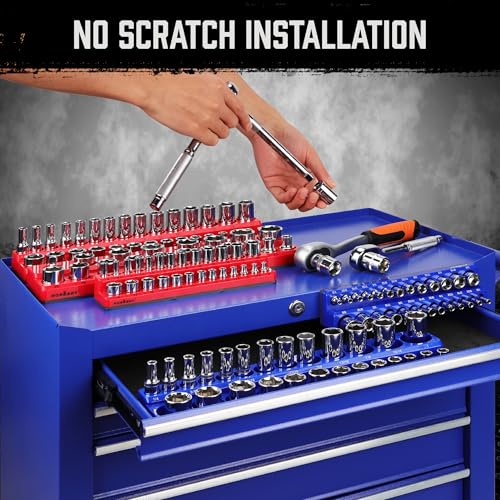 Image of HORUSDY 8-Piece Magnetic Socket Organizer Set, Magnet Socket Holder, 1 /4 inch, 3 /8 inch, 1 /2 inch Socket Holds 199 Pieces Magnetic Trays. (8-Piece Organizer Set)
