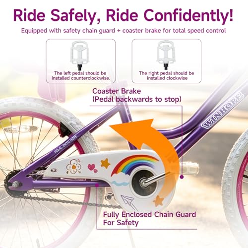 Image of WinHope Girls Bike with Doll Seat, 12 14 16 18 20 Inch Kids Bike for 2-12 | Dual Brake with Training Wheels / Kickstand & Streamers Birthday Gift for Toddler Outdoor Riding, Multiple Colors
