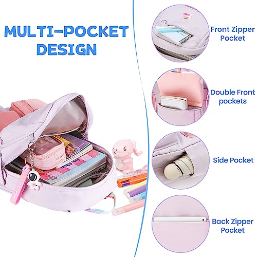 Auobag Backpacks For Girls Cute Backpack Suitable For Kids Aged 6-8 With Cspc Report To Send Pendant (Purple) #TOP3